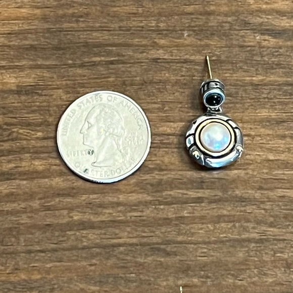 James Avery Silver Gold Pearl Earrings Retired - Picture 5 of 5